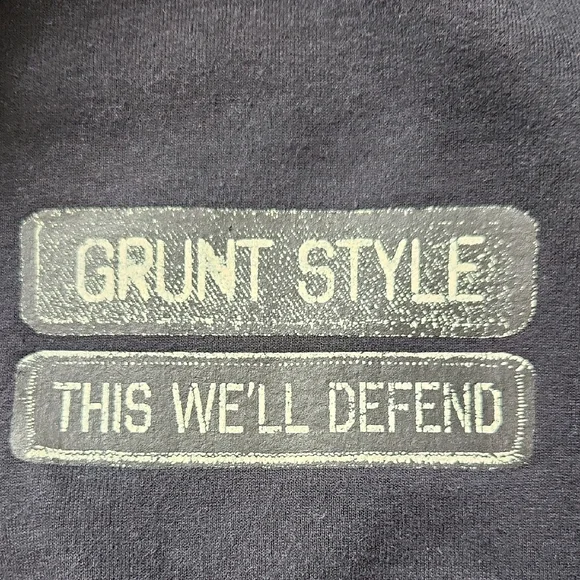 Grunt Style Black Hoodie with Patches - Picture 3 of 3